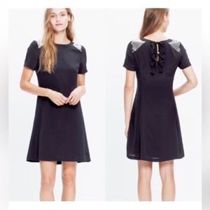 Madewell black A-line dress with sequin shoulders, size 12.